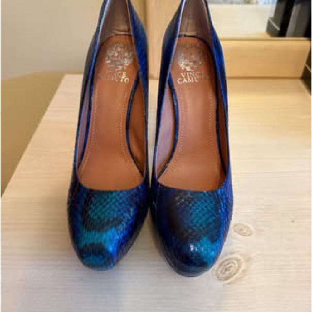 Vince Camuto Deep Blue Multi Exotic Shoes